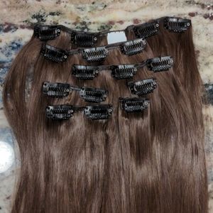 22" Medium Brown Synthetic Hair Extensions